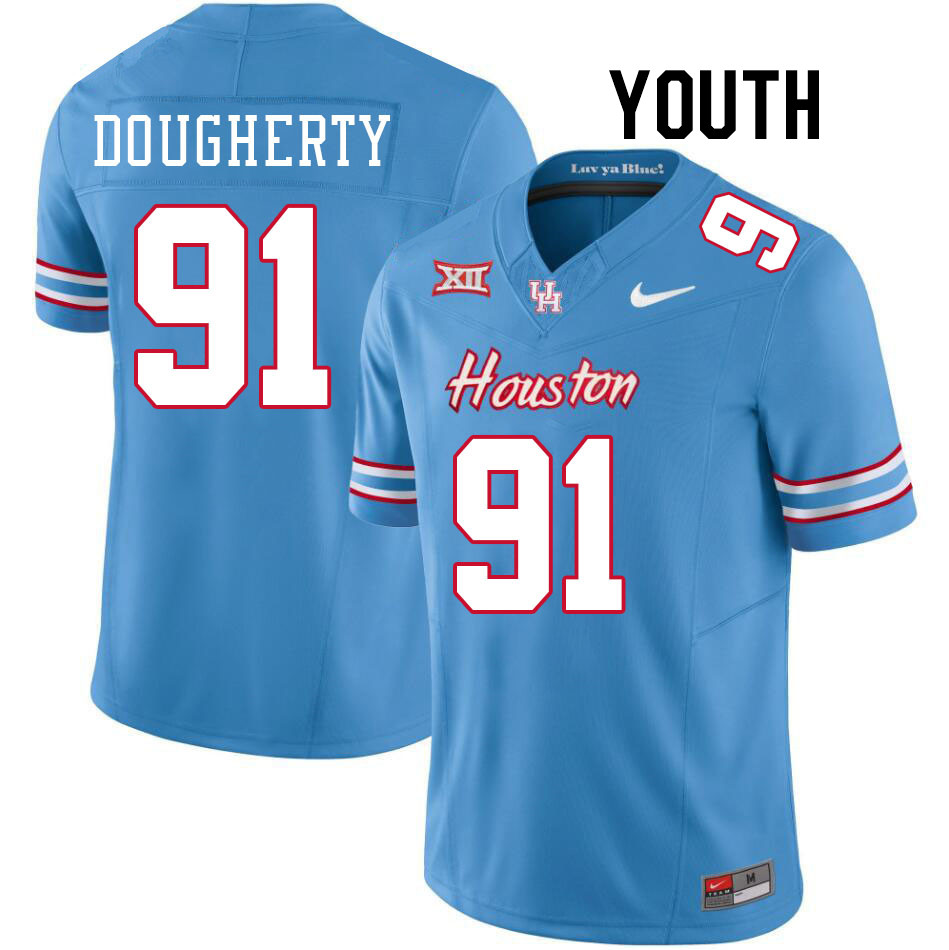 Youth #91 Liam Dougherty Houston Cougars College Football Jerseys Stitched-Oilers